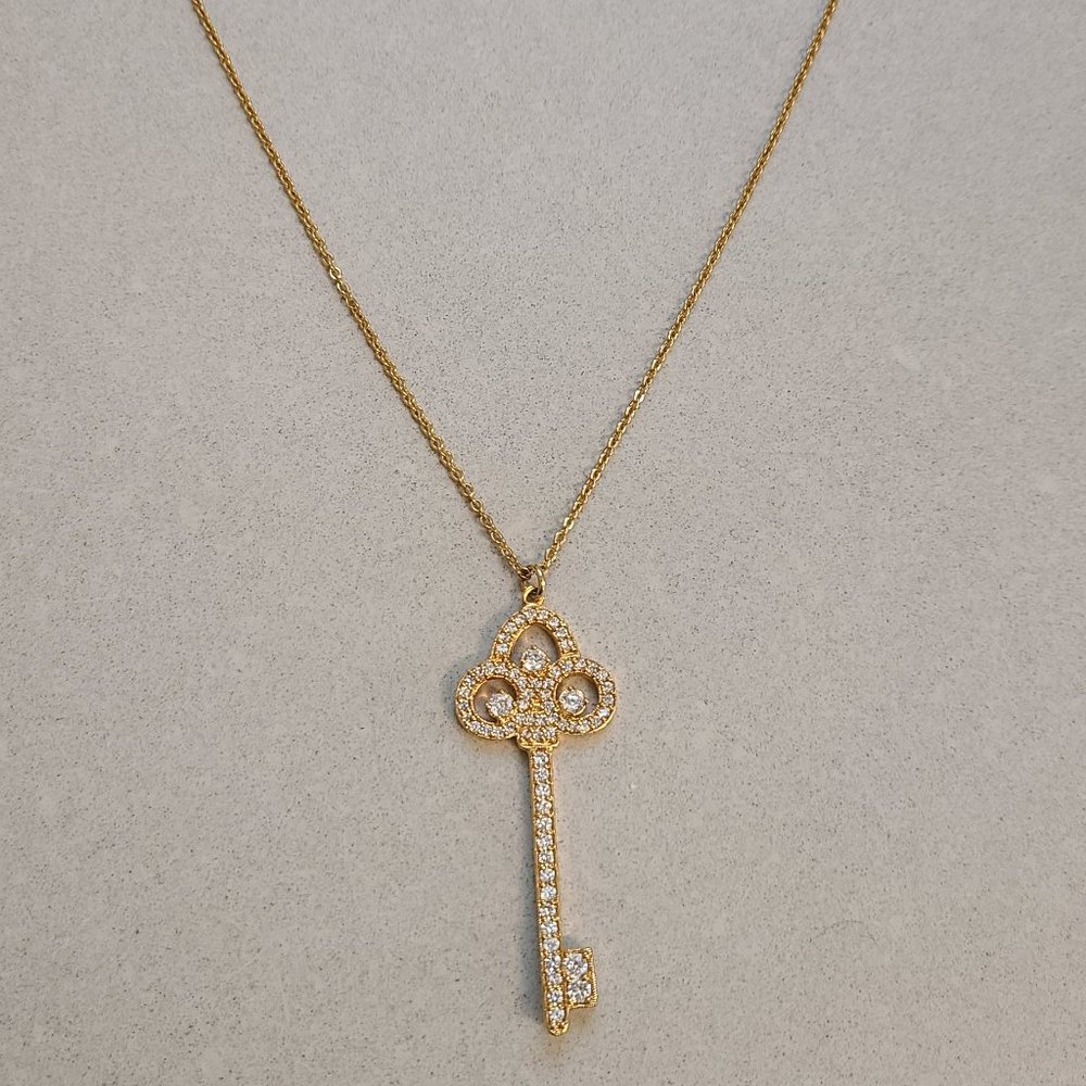 Fifth Avenue Collection of Jewelry, Gold Colored Rhinestone Key Necklace